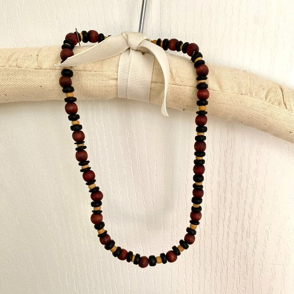 Handmade African Wood Bead Necklace - Picture 2 of 10